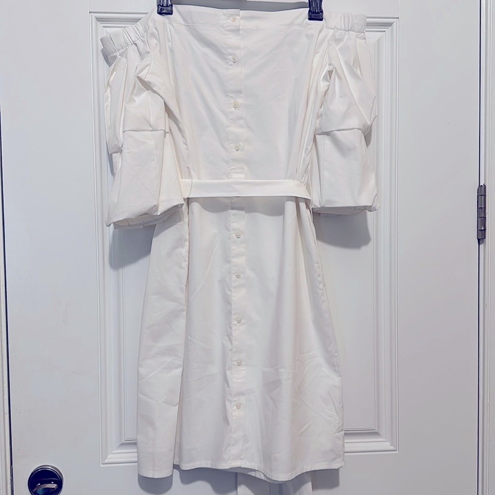NWT Banana Republic White Cold Shoulder Dress- size 8 - Picture 3 of 5